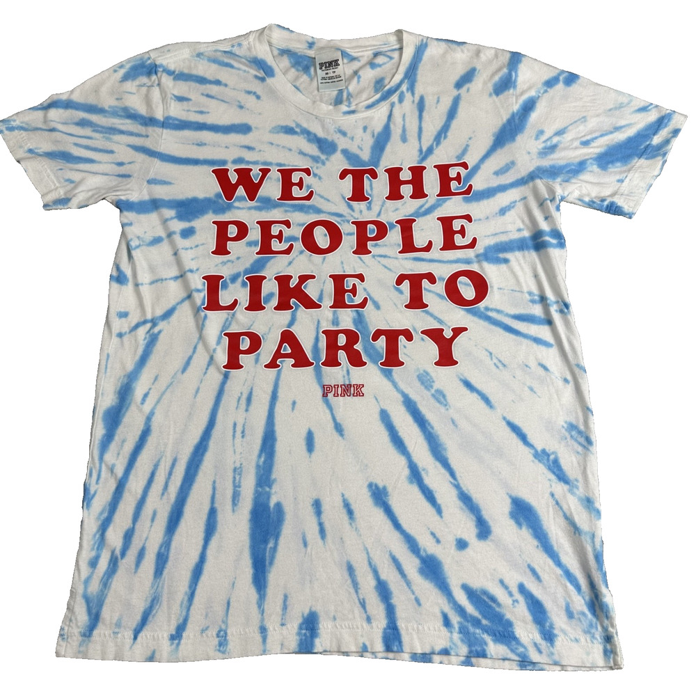 Victoria’s Secret PINK We the people like to party Tie dye T-Shirt Size XS